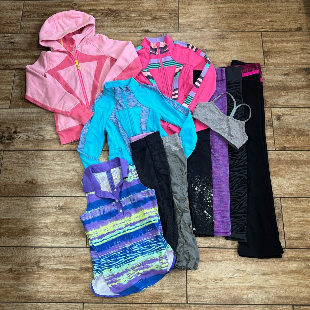 IVIVVA By Lululemon Girl Lot Of 11 Sz 12 Jackets Fleece Pants Leggings Tank Bra - Picture 3 of 15